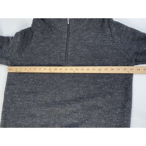 LL Bean Organic Cotton ¼ Zip Sweater Men’s L Reg Pullover Heathered Charcoal - Picture 14 of 16